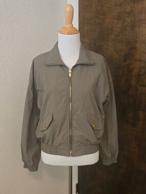 MINE LOS ANGELES Nylon Bomber Jacket with Gold Hardware